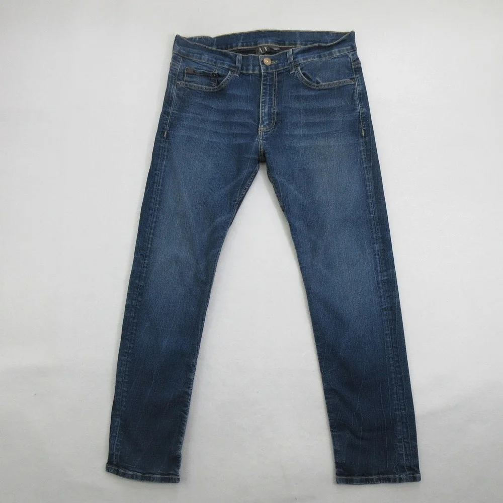 Armani Exchange Men's Jeans Size 32 Short Blue Denim Straight Leg Made in USA